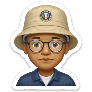 obama wearing glasses and bucket hat sticker