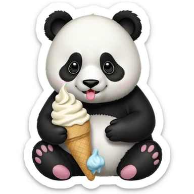 Panda eating ice cream sticker