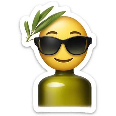 Olive oil with a sunglasses on ￼ sticker