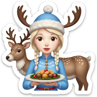 please include christmas attributes: deer, food, santa, snow maid sticker