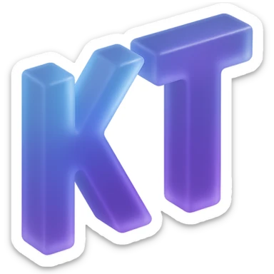 the letters KT with a fancy colorful gradient for the color with blue and purple, make it flat sticker