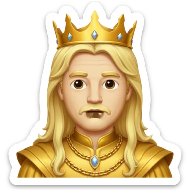 King Midas with long blonde hair, gold outfit sticker