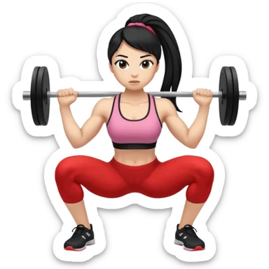 Women with long black ponytail doing a squat with no weights sticker