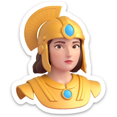 3D portrait of Athena, close-up, classical beauty, helmet, wise and strong facial features sticker