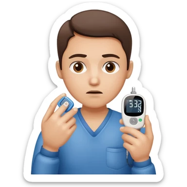 person with diabetes with glucose meter in his hand sticker