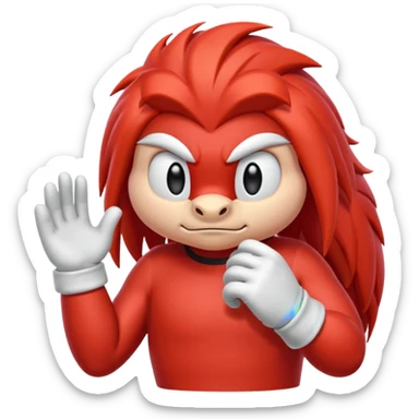 Sonic the hedgehogs friend knuckles a red animal with peach arms and white gloves sticker