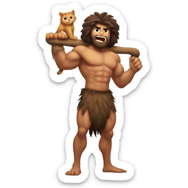 Hot caveman and cat sticker