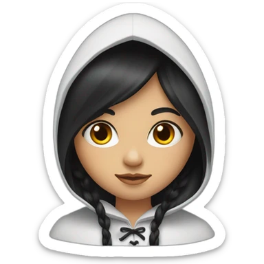 red-ridding-hood-long-straight-black-hair-with-white-streak-hair sticker