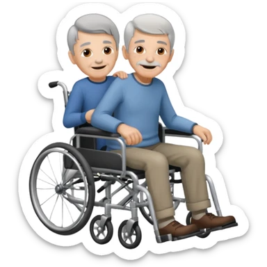 Old man in wheelchair when pushed by kid sticker