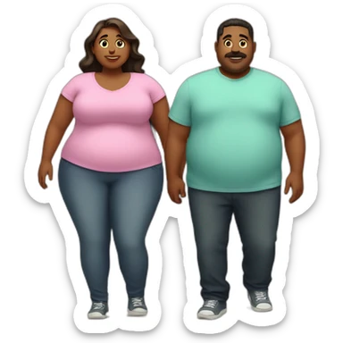 overweight couple sticker