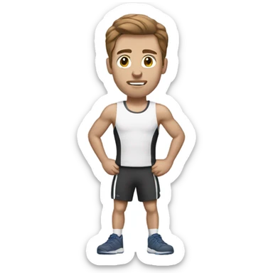 white man with brown hair doing athletics sticker