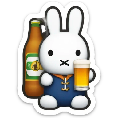 miffy holding a beer sticker