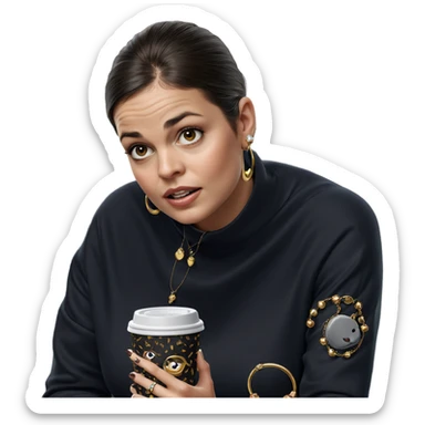 girl with coffee and jewelry sticker
