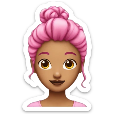 Pink messy bun sticker