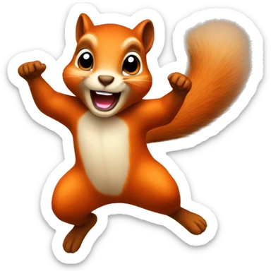 jumping squirrel orange burnt sticker