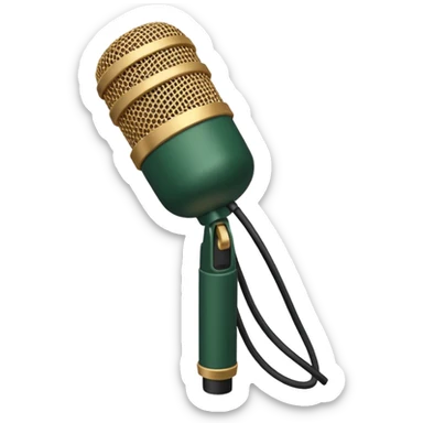 microphone dark green with beige details, concise design, side view, emoji style sticker