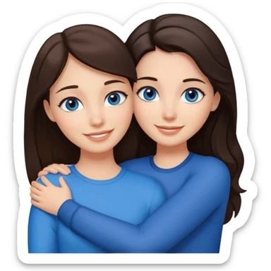 Brunet z ciemnymi oczami przytulający się do brunetki z niebieskimi oczami sticker