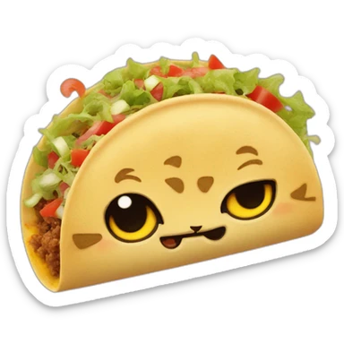 cat's head sticking out of the end of a taco sticker