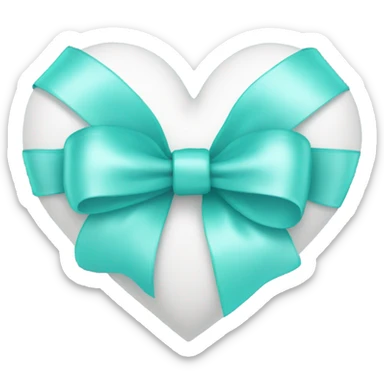 A white heart with an aqua bow  sticker