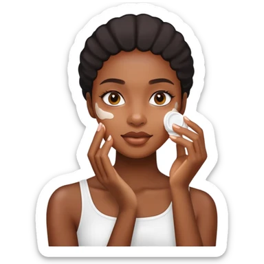 Black girl applying face cream for skincare routine sticker