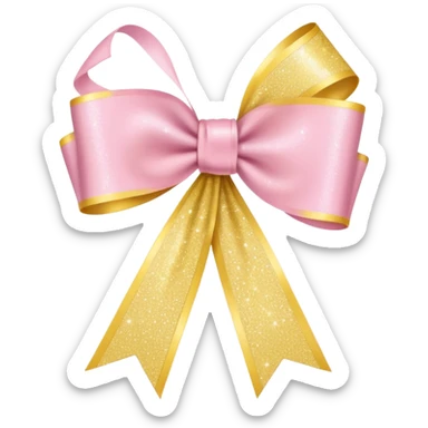 Create an emoji with light yellow glitter around a light pink ribbon in the iPhone emoji style. sticker