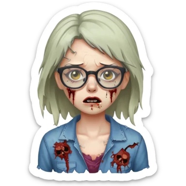 zombie with glasses girl sticker