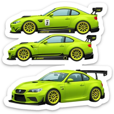 Emoji pack for R2 motorsport company, drift builds, motorsport parts, lime theme, just text on image sticker