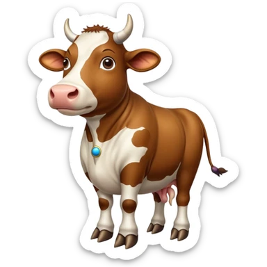cow with body as planet Saturn with visible rings and gigantic human feet sticker