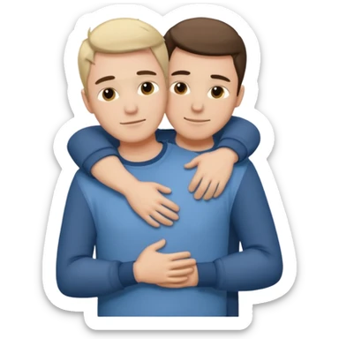 Two males hugging for comfort sticker