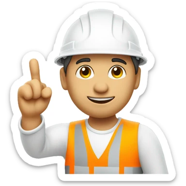 Builder in white helmet and finger up sticker