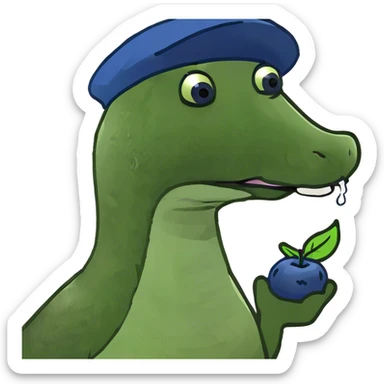 “A goose biting a blueberry.” sticker