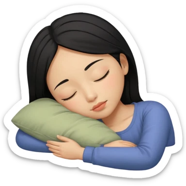 Black haired, olive-skinned Asian girl sleeping alone  sticker
