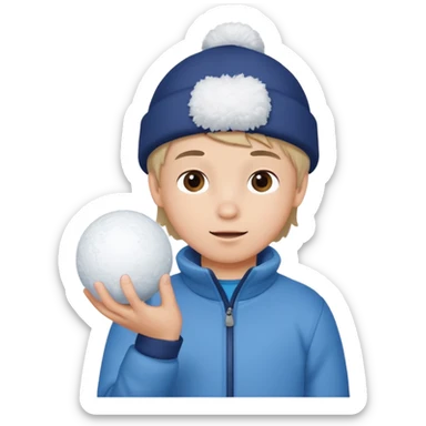 kid holding snowball sticker
