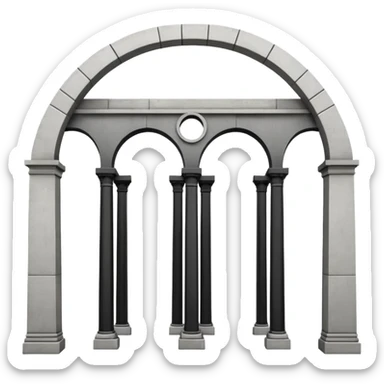 use this bridge. 2 ARCHES side by side, modern LA column in middle, bridge on top of column arch left and right sticker