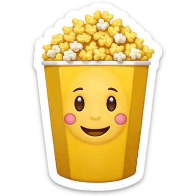 Amused emoji eating popcorn sticker