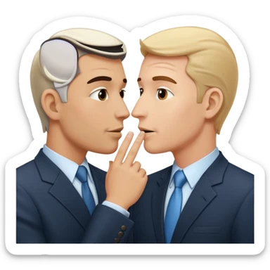 two business man telling secretsto eachother sticker