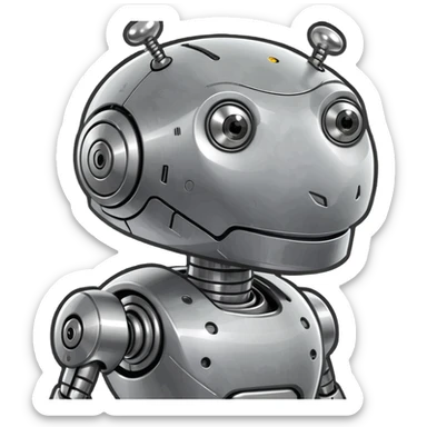 Cartoon metallic silvery alloy robot    sticker