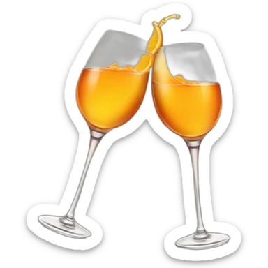 Two glasses of orange wine are clinking sticker