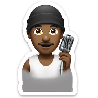Black male boy with a moustache and chin hair with a durag singing with a microphone  sticker