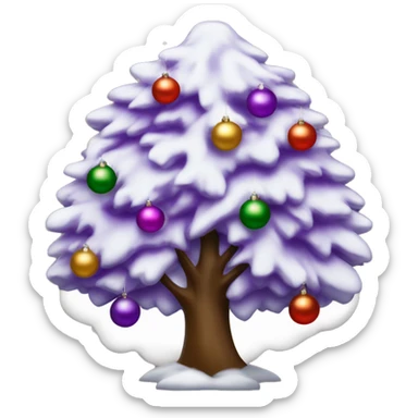 crea un árbol de navidad blanco con adornos morados y plateados sticker