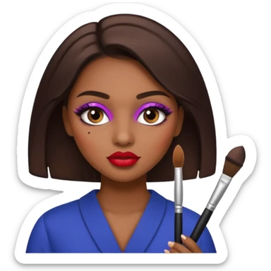 Una niña morena maquillandose sticker