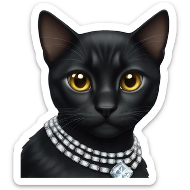 black cat wearing diamond chain sticker