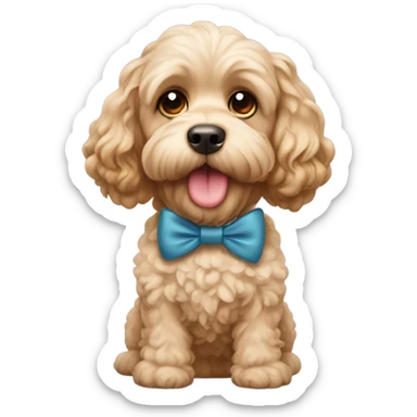 Cockapoo wearing a bow collar sticker