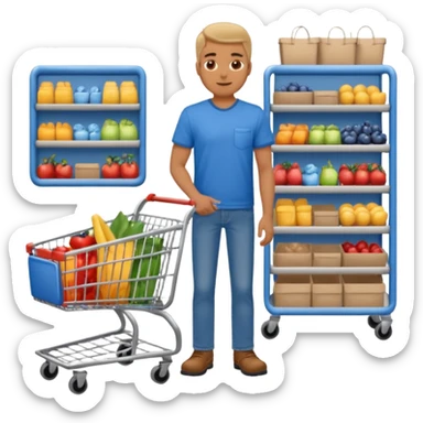 man-with-a-shopping-cart-full-body sticker