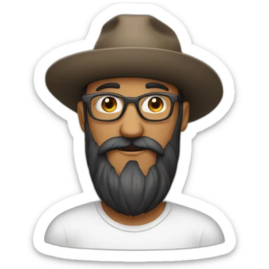 harvest long black beard no hair glasses with hat sticker