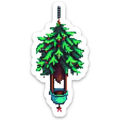 tree hanging upside down from a roof sticker