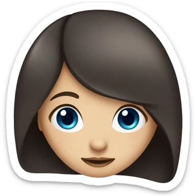 Girl with dark brown hair and blue eyes reading a book sticker