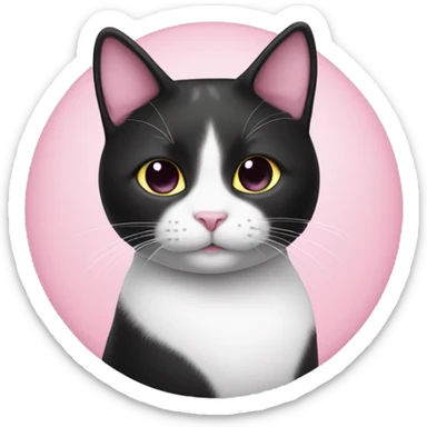 Tuxedo cat with pink hearts sticker