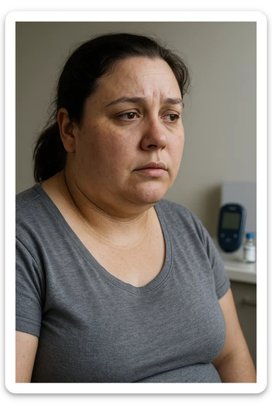 donna con insulino resistenza iper realistica 4k e molto specifica sticker