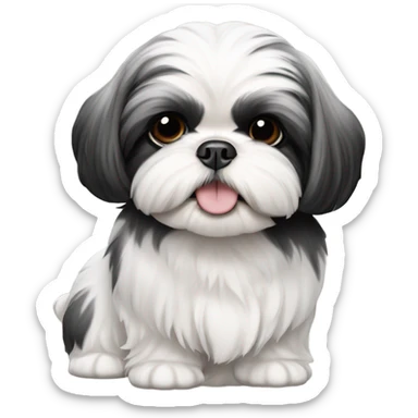 Shitz Tzu Beautiful two big faces black and white Puppies sticker